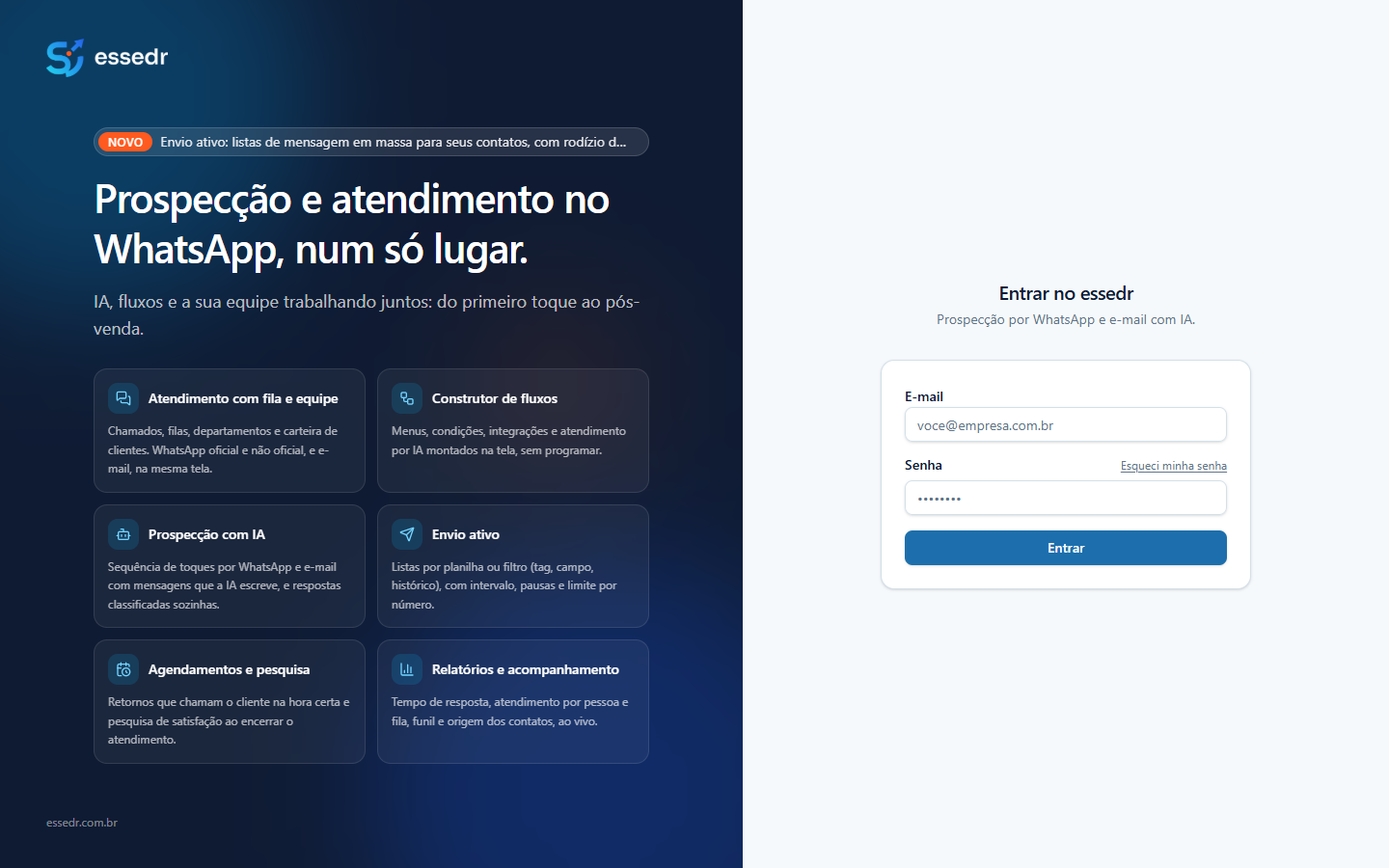 Tela de entrada do essedr